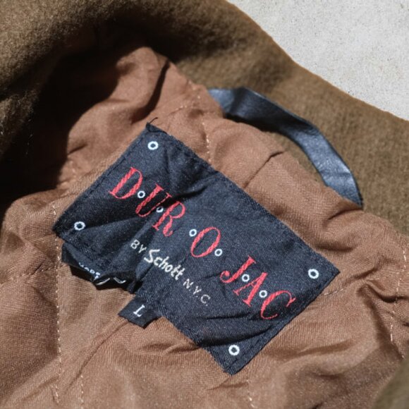 Schott NYC (Dur O Jac) Sz L Wool Double Breasted Quilt Liner Camel Peacoat - Picture 2 of 5